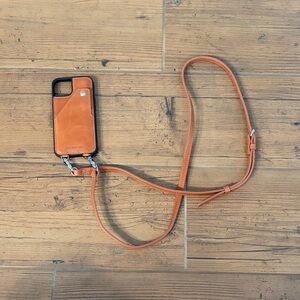 Luckycoin Cognac-colored iphone 13 Phone Case with Strap and card holder